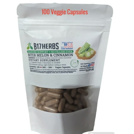 Bitter Melon & Cinnamon Veggie Capsules - Hand Blended - 500mg, 100 Vegetarian HMPC Capsules