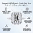 thumbnail image 3 of JeenMata 1.5 Carat Emerald Cut Moissanite Engagement Ring - Bridal Ring - Double Halo Ring - Cluster Ring - 18k White Gold Plating for Women, 3 of 10