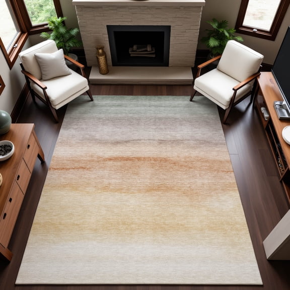 Addison Rugs Mayfield Premium Machine Washable Transitional Stripes Coral Rectangle Rug, 10' x 14'