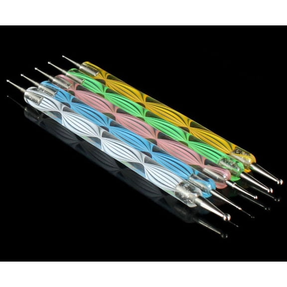 Double Ended Pen Set for Dotting and Marbleizing Design with 5 Colored Tools 5PCS