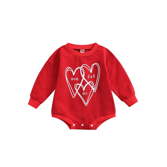 Bagilaanoe Newborn Baby Girl Boy Valentine's Day Rompers Letters Heart Print Long Sleeve Bodysuits 6M 12M 18M 24M Infant Casual One Piece Short Jumpsuit
