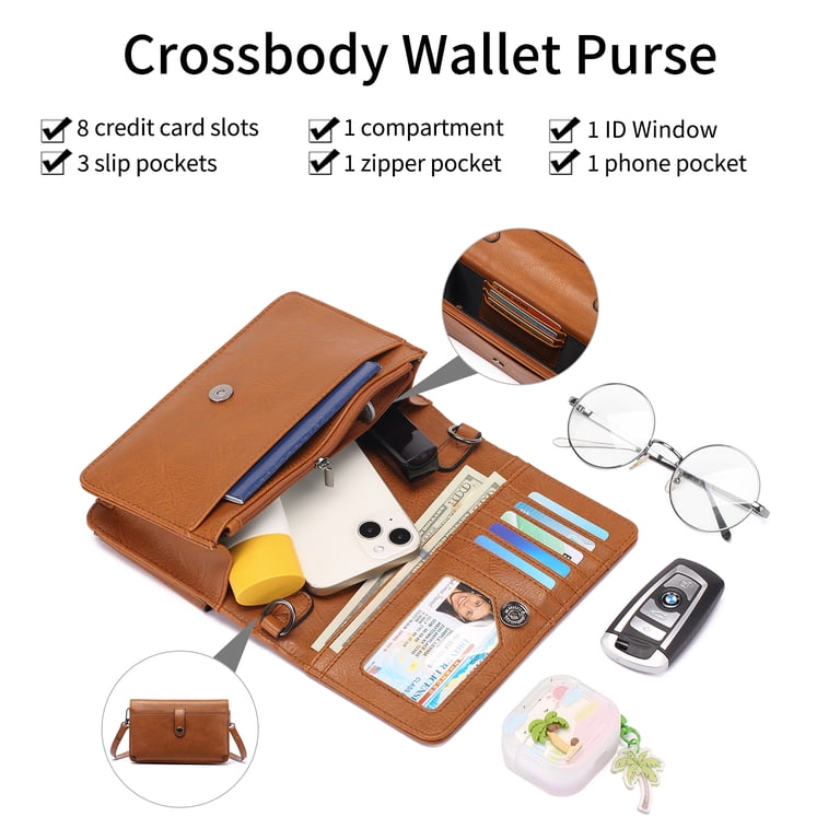 SENDEFN Leather Crossbody Clutch with RFID Blocking Card Slots photo 2