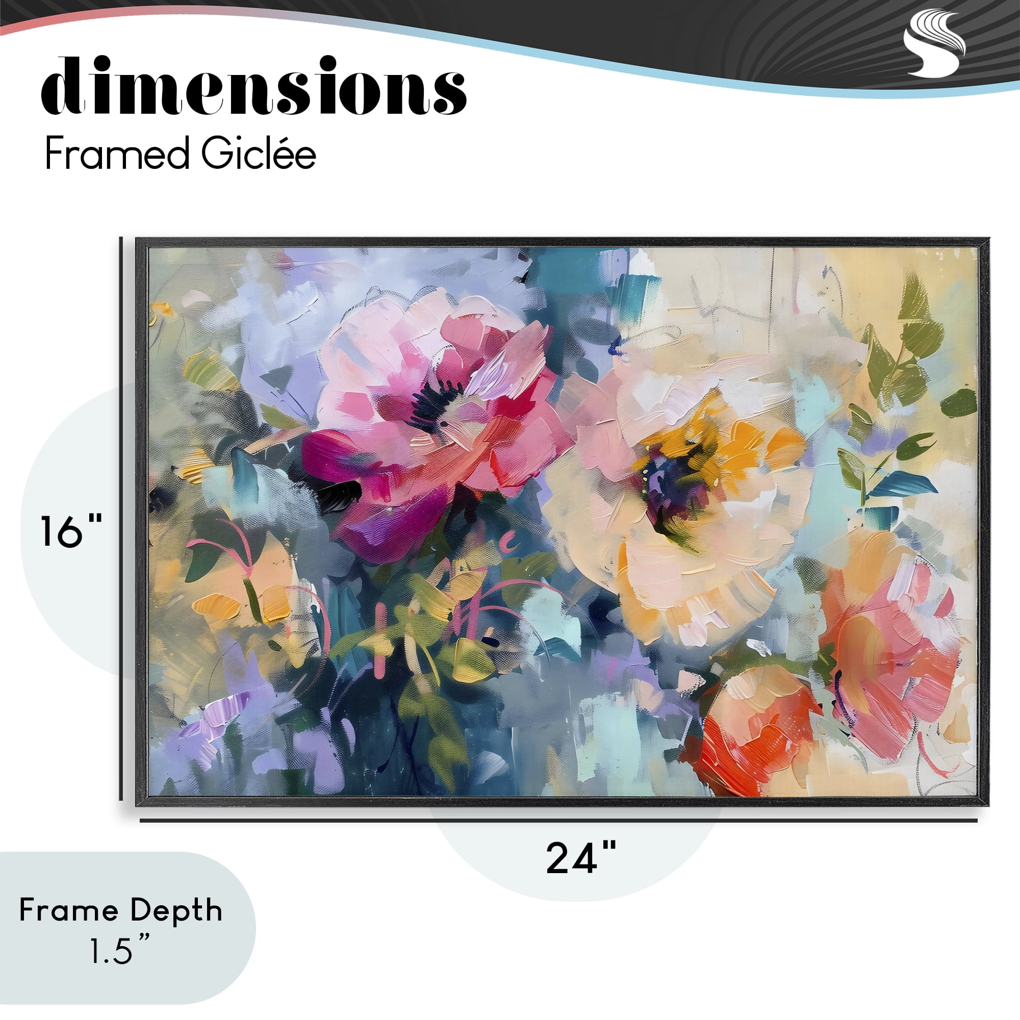 Stupell Industries Vibrant Florals Brushed Abstract Black Framed Giclee Art, design by Creative Studio
