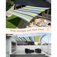 thumbnail image 5 of Sun Shade Sail 8'x10' Navy Blue Striped Rectangle Sun Shade Sails Canopy Waterproof Geometric Yellow Stripes Outdoor Sunshades Sand UV Block Cover Shades Cloth for Patio Backyard Garden Deck Porch, 5 of 9