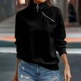thumbnail image 4 of RYRJJ Womens Zipper Sweatshirt Turtleneck Long Sleeve Pullover Solid Color Fall Casual Loose Sweatshirts Top T Shirts(Black,XL), 4 of 8