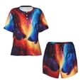 thumbnail image 4 of Lsque Red And Blue Fire Wolf Women's Short-Sleeved Pajama Set - 2 Piece Soft and Lightweight Sleepwear Set-Large, 4 of 9