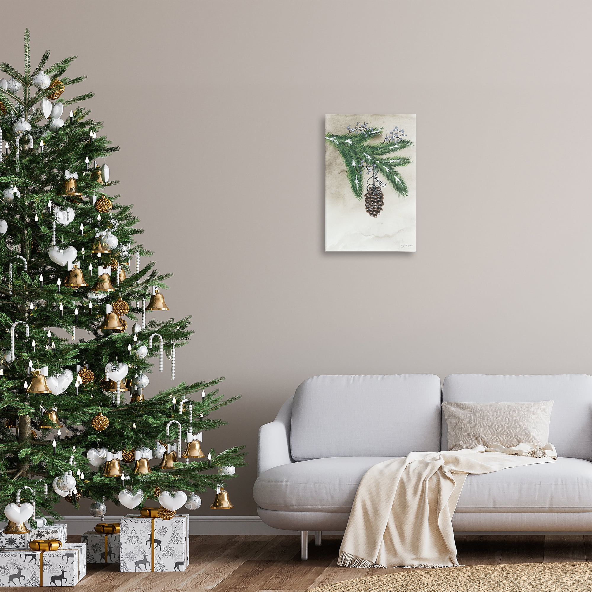 Stupell Industries Dangling Rustic Pine Cone Botanical & Floral Painting Gallery Wrapped Canvas Art Print Wall Art, 16 x 24