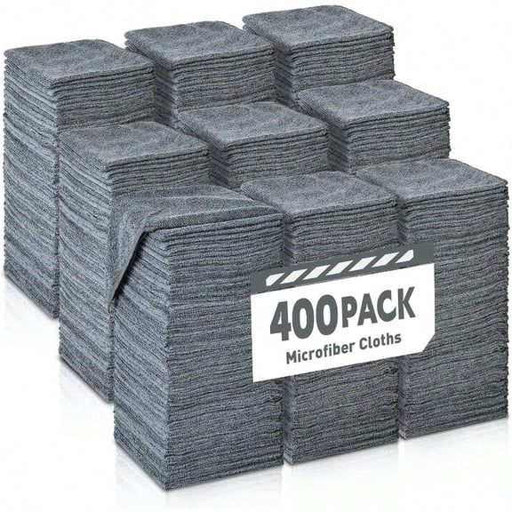 Gray Microfiber Cleaning Cloths Bulk Pack-400 Pack, Microfiber Towels Bulk, Towels for Cars, Cleaning Rags Gray (12x12 inches)