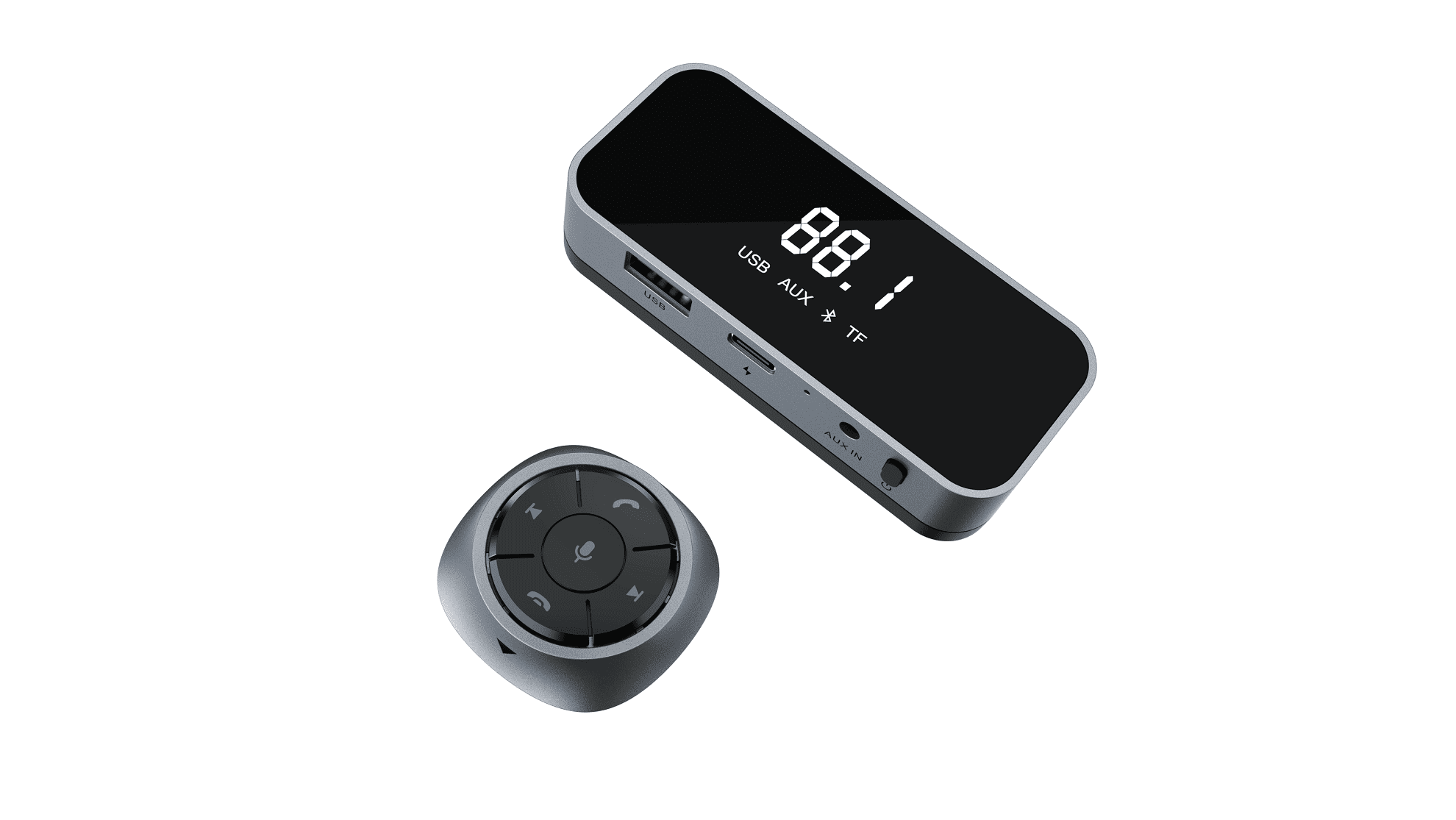 Autodrive Solar Powered BT FM Transmitter with Remote via Multi-Input Compatible with Smartphone,3.5x2.5x0.875' 1 Unit Pack