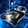 thumbnail image 2 of meiyoeat Neon Lightning Gamer Twin Comforter Sets for Teens Boys, Electric Black White Gaming Bedding Set, Black Reversible 2-Piece, 1 Comforter and 1 Pillowcase, 2 of 6