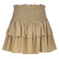 thumbnail image 6 of ShomPort Skirts for Women Summer Casual Smocked High Waist Mini Skirts Layered Pleated Solid Color Trendy Skirts (XX-Large, Yellow), 6 of 9