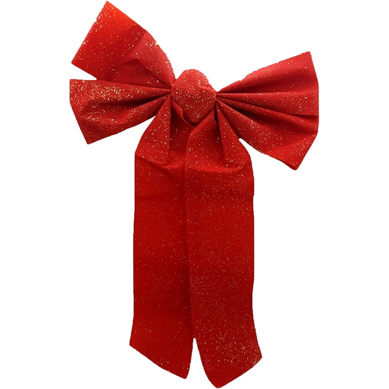 Black Duck Brand Christmas Holiday Red Velvet Glitter Decorative Bows - 11  x 16 (2 Bows)