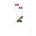 thumbnail image 2 of Delight Jewelry Silvertone She Believed She Could Bar Christmas Kiss Charm Necklace and Stud Earrings, 2 of 4