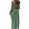 thumbnail image 5 of Sevevn Women’s Backless Maxi Dress Spaghetti Strap Sleeveless Loose Fit Long Dress Lightweight Flowing Summer Casual Vacation Dress Green M, 5 of 8