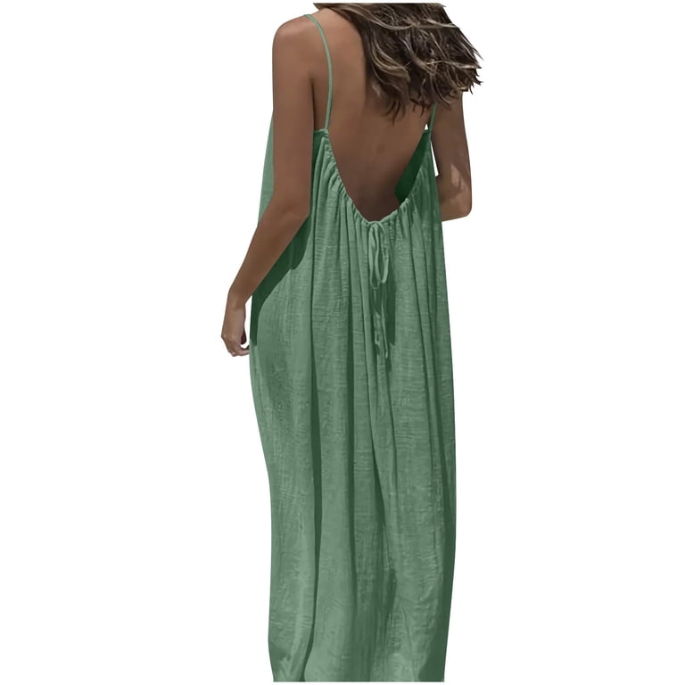 Meichang Backless Cami Dresses for Women Casual Spaghetti Straps Maxi Dress Backless Solid Sleeveless House Lounge Dress Summer Long Sundress with Back Tie - Walmart.com Meichang Backless Cami Dresses for Women Casual Spaghetti Straps Maxi Dress Backless Solid Sleeveless House Lounge Dress Summer Long Sundress with Back Tie - Walmart.com