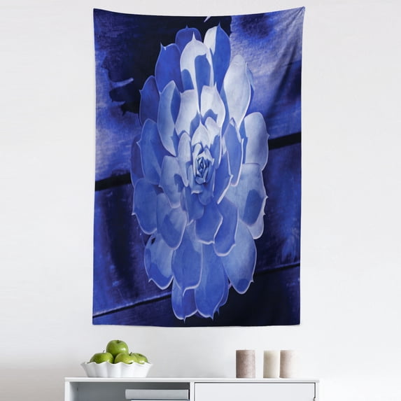 Cactus Theme Tapestry, Succulent Plant Botanical Macro Shot Photo in Purple Color Palette, Fabric Wall Hanging Decor for Bedroom Living Room Dorm, 5 Sizes, Indigo and Violet Blue, by Ambesonne