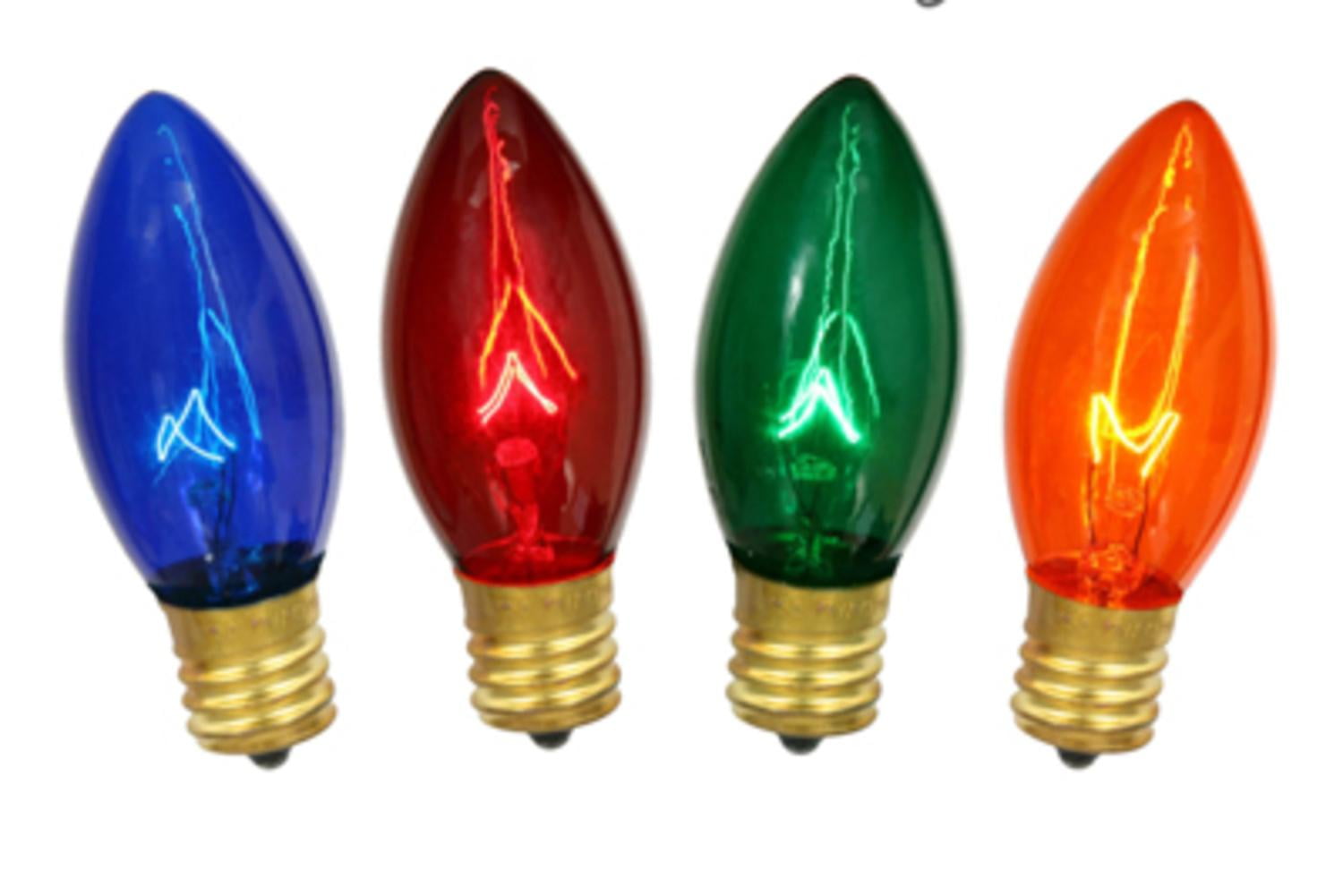 Pack of 4 Transparent Multi Twinkling C9 Christmas Replacement Bulbs