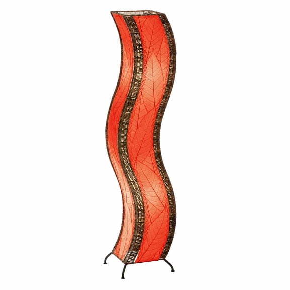Eangee Home Design Wave Large Floor Lamp, Shade Made Of Cocoa Leaves, 13x10x48 Inches