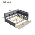 thumbnail image 2 of Harper & Bright Designs L-shaped Corner Bed Full Size with Bookcases and Drawers, Wood Daybed with Power Outlets and USB Charging Ports, Grey, 2 of 16