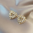 thumbnail image 3 of GHSOHS Flat Back Earrings Fashion Temperament Cutout Diamond Heart Earrings for Women Jewelry Gifts Gold Earrings Party Jewelry Gift White Earrings for Women Fashion Earings Ear Ring, 3 of 8