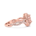 thumbnail image 2 of Halo Oval Infinity Shank Ring Rose Tone Morganite CZ 925 Sterling Silver Size 4, 2 of 6