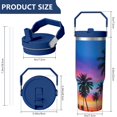 thumbnail image 4 of 30 Oz Tumbler Colorful Sky Coconut Trees Tumbler with Lid and Straw, Birthday Gift Cup for Friend Women Men Coffee Travel Mug Thanksgiving Day Halloween Christmas Gift Water Bottle, 4 of 7