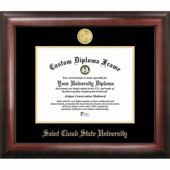 Campus Images MN998GED-1185 8.5 x 11 in. St. Cloud State Gold Embossed Diploma Satin Mahogany Frame