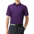 thumbnail image 4 of Mens Button Down Short Sleeve Shirts Formal Dress Shirts Business Pocket Casual Shirt Purple, 4 of 6