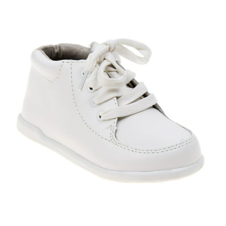 Boys White Lace Up Closure Wide Width Walking (Best Dress Shoes For Walking All Day)