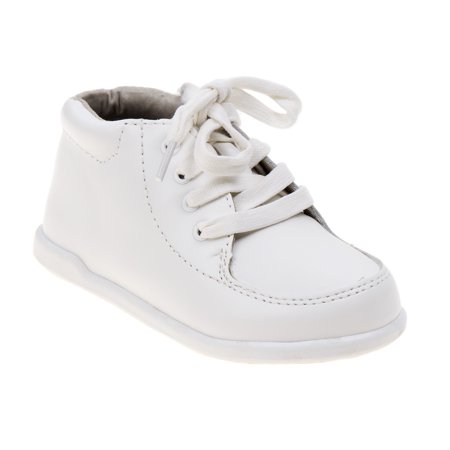 Boys White Lace Up Closure Wide Width Walking