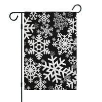 Black Christmas Snowflake Pattern Fall Garden Flags 12.5"x18" Double Side,Small Yard Flags for Outside,Outdoor Fall Decor,Autumn Funny Garden Flag Yard Decoration