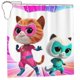 thumbnail image 1 of Cortina de ducha Superkitties, opaca, para baño, impermeable, resistente al moho, bloquea la privacidad, probador, patrón de impresión fina con arte de patchwork, 72 x 72 pulgadas, talla única., 1 of 8