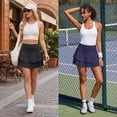 thumbnail image 6 of Women's Pleated Tennis Skirt Double Ruffle Golf Skirts for Women Skort with Pockets Tummy Control Athletic, 6 of 6