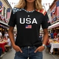 thumbnail image 2 of idosla 250 Anniversary USA Shirt Women's Short Sleeve T-Shirt Patriotic American Flag Eagle Tops 1776-2026 Tshirt Gifts (Black, XL), 2 of 7