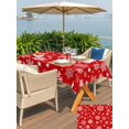 thumbnail image 4 of Outdoor Tablecloth with Umbrella Hole and Zipper, Christmas Snowflakes Rectangle Table Cloth 54x80 Inch Waterproof Tablecloth, Winter Xmas Red White Picnic Table Cover for Patio Camping, 4 of 7