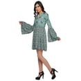 thumbnail image 3 of Moomaya Printed Mini Dress For Women Casual Wear Bell Sleeve Summer Clothing, 3 of 6