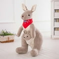 thumbnail image 1 of Kawaii Cute Scarf Kangaroo Plush doll Mom Baby Kids Cartoon Home Decor Birthday Gift Parent-Child Toys Stuffed Animal Doll Stuffed Toy Kangaroo Plush Toy GREY 28CM RED SCARF, 1 of 8