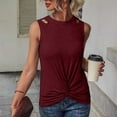 thumbnail image 2 of Timegard Tank Tops for Women Crewneck Sleeveless Front Knot Cutout Top Summer Dressy Casual Slim Tee, 2 of 6