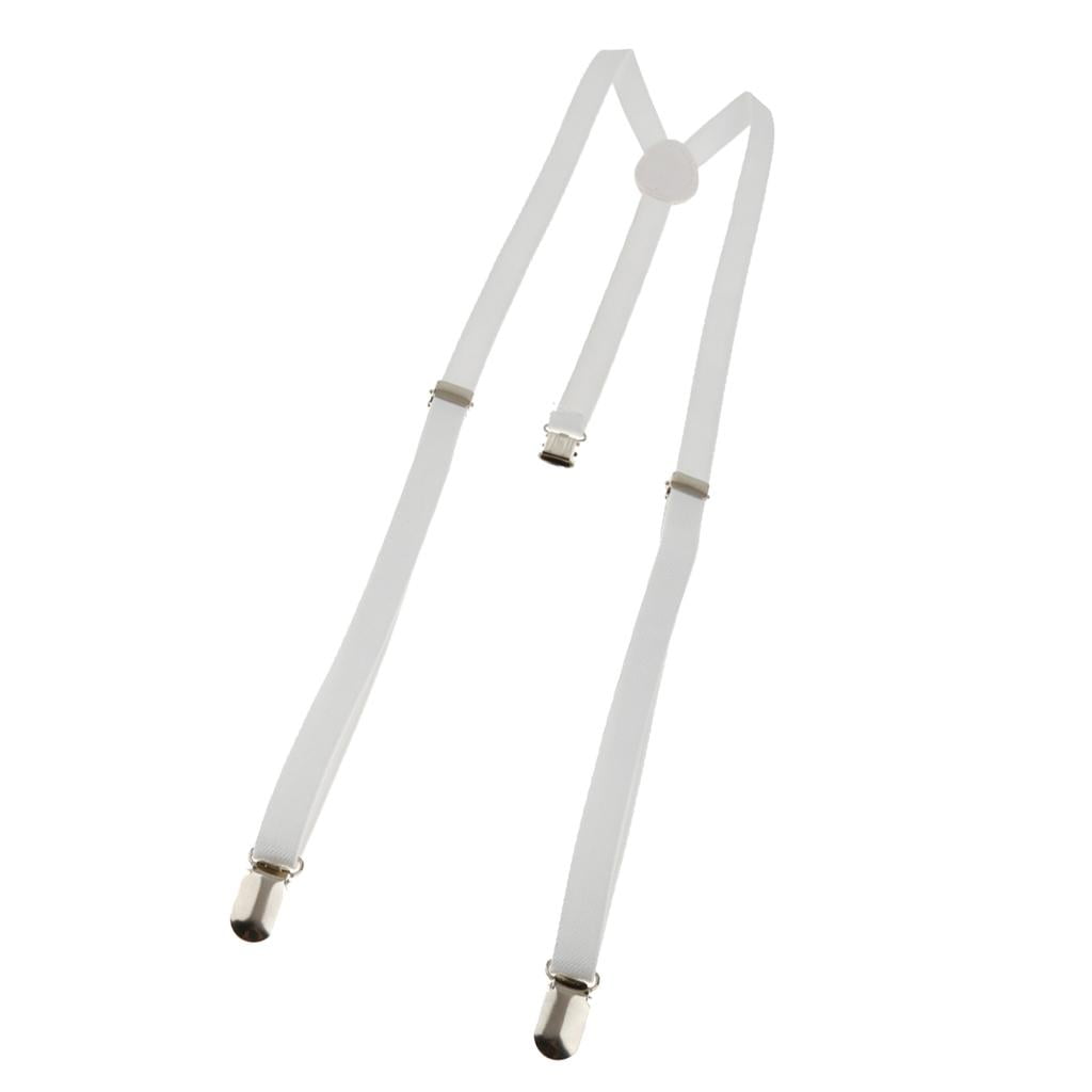 Unisex Adjustable Clip-On Suspenders (Braces) For Adults - White