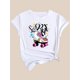 thumbnail image 3 of Floral Ice Skate Print Black Women's Casual Fashion T-Shirt, Round Neck Short Sleeve, Polyester - Machine Washable, 3 of 7