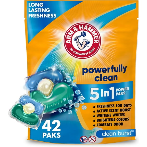 Clean Burst 5-in-1 Laundry Detergent Power Paks, High Efficieny (HE), 42 Count