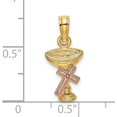 thumbnail image 4 of Solid Gold 10K Two-Tone Communion Cup w/Cross Charm - 16.5mm, 4 of 6