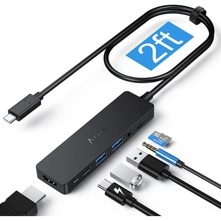 Hub USB C, adaptateur de hub USB Type C 6 en 1 avec HDMI 4K, port de charge  Type C, 2 USB 3.0, lecteur SD/TF