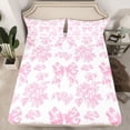 thumbnail image 2 of Homewish 4-Piece Pink Bowknot Dreamy Princess Chic Floral Flowers Queen Sheet Set for Girls, Luxury Bedroom Decor, 2 of 7