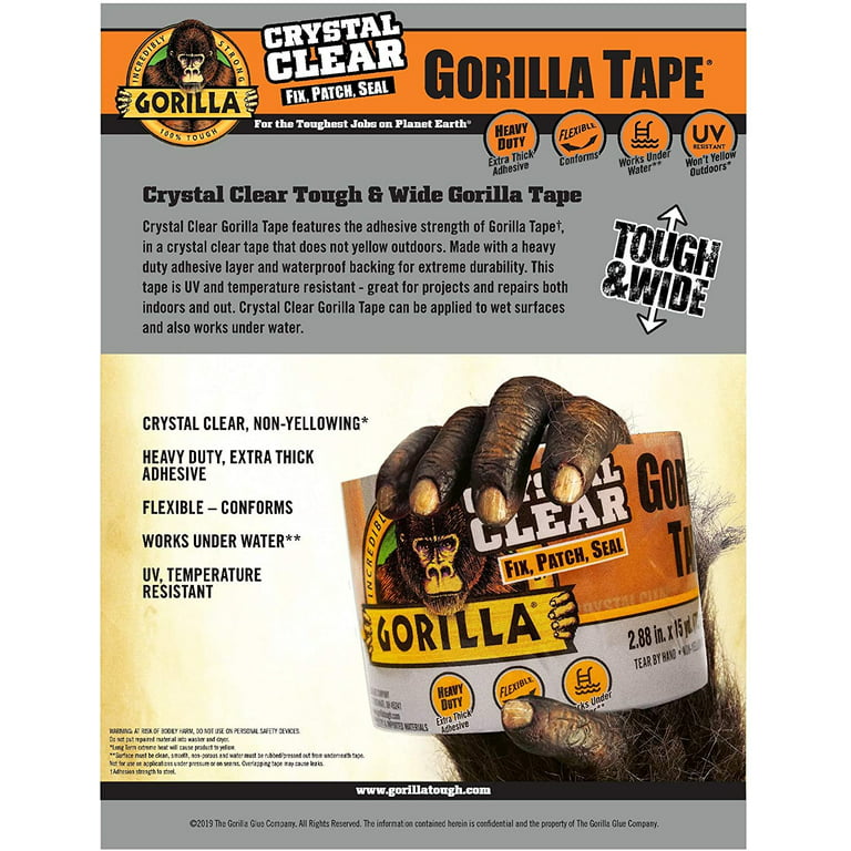 Gorilla 2.83 In. x 15 Yd. Crystal Clear Duct Tape, Clear - Henery Hardware