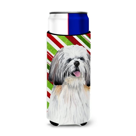 

Caroline s Treasures SC9343MUK Shih Tzu Candy Cane Holiday Christmas Ultra Hugger for slim cans Slim Can multicolor