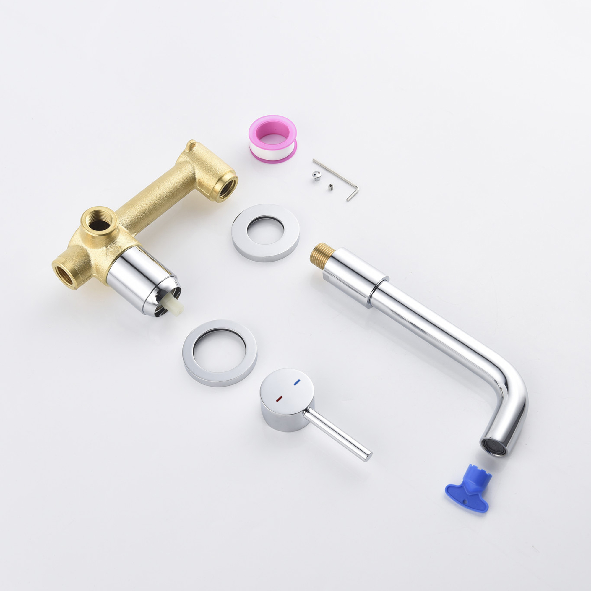 UMANYI Wall Mounted Bathroom Faucet Chrome Wall Mount Faucets for Bathroom Vessel Sink Brass Wall Bathtub Faucet with Rough-in Valve 360 Swivel Spout
