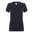 thumbnail image 1 of Skinni Fit- Camiseta de manga corta elástica, suave y concuello el forma de V para mujer (Azul marino), 1 of 2