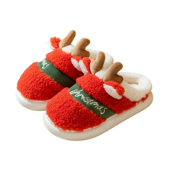 Utoimkio Christmas House Slippers for Women Fall/Winter Outgoing Thick Bottom Plush Christmas Deer Cotton Drag