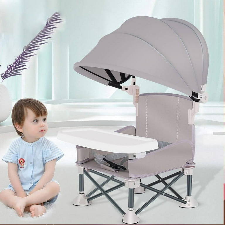 Baby Folding Chair Booster Seat For Outdoor Beach Camping Toddler Camping Chair With Tray Canopy Foldable Baby Camping Chair With Tray Portable Baby Feeding Chair For Travel Walmart